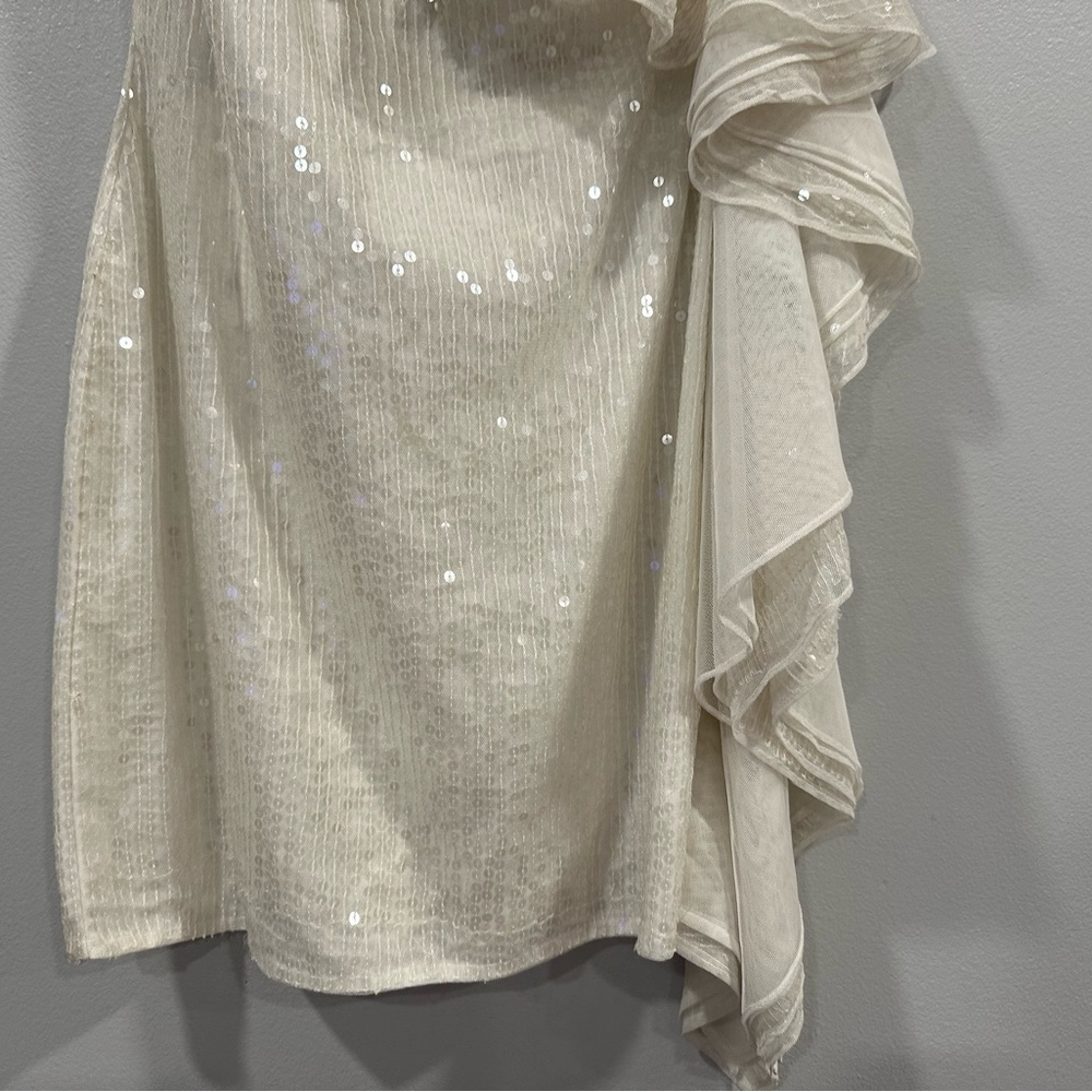 Mac Duggal 10800 One Shoulder Sequined Ruffle Mini Dress Size: 2 NWT - Picture 5 of 8